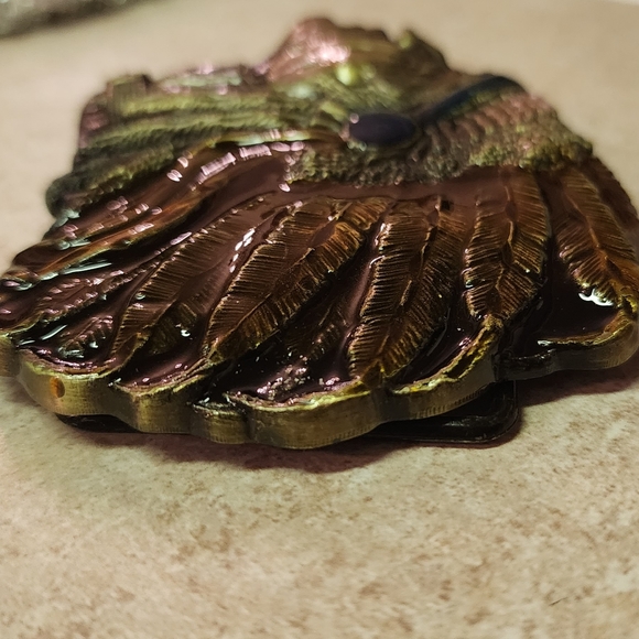 NNT Native American Warrior chief belt buckle approximately 3.5". - Picture 4 of 5